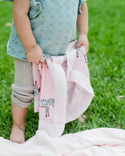 Little Unicorn Deluxe Muslin Security Blanket, 2 Pack - Pink Ladies + Zebra - UB0710