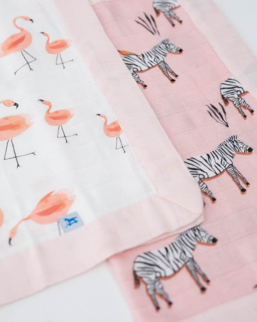 Little Unicorn Deluxe Muslin Security Blanket, 2 Pack - Pink Ladies + Zebra - UB0710