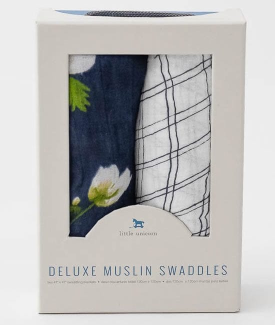 Little Unicorn Deluxe Muslin Swaddle 2 Pack White Anemone - UB0415