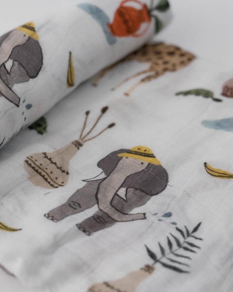 Little Unicorn Deluxe Muslin Swaddle - Safari Social - UB0530