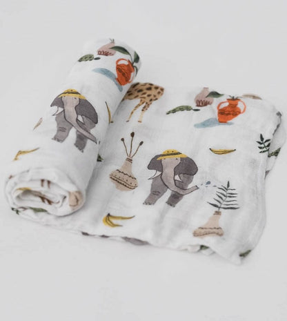 Little Unicorn Deluxe Muslin Swaddle - Safari Social - UB0530