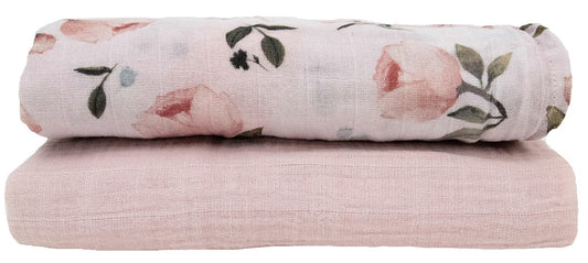 Little Unicorn Organic Cotton Muslin Swaddle Blanket 2 Pack - Watercolor Floret - UB2501