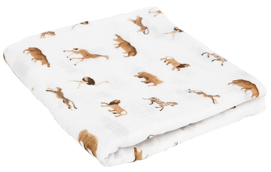 Little Unicorn Organic Cotton Muslin Swaddle Blanket - Animal Crackers - UB2603