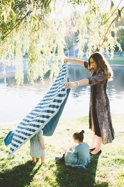 Little Unicorn Outdoor Blanket - Navy Gingham - UB0804