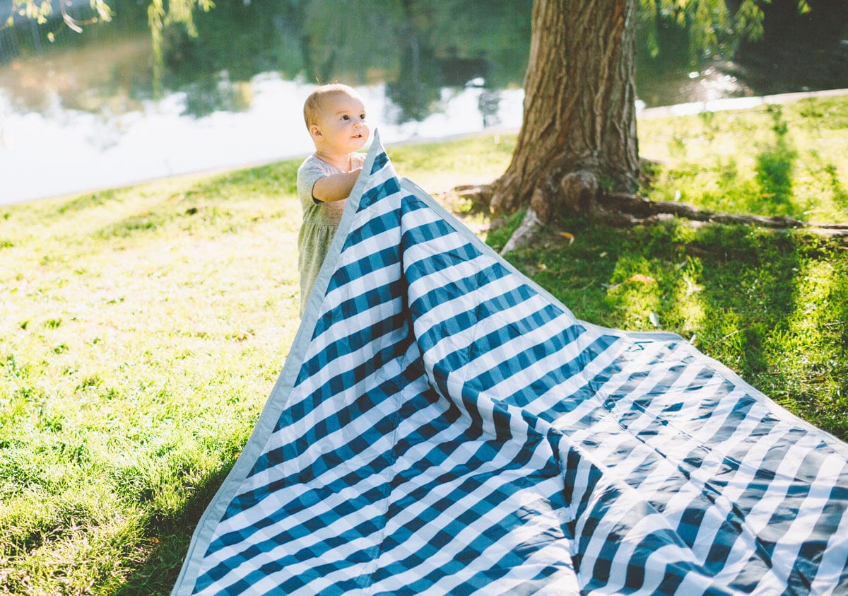 Little Unicorn Outdoor Blanket - Navy Gingham - UB0804