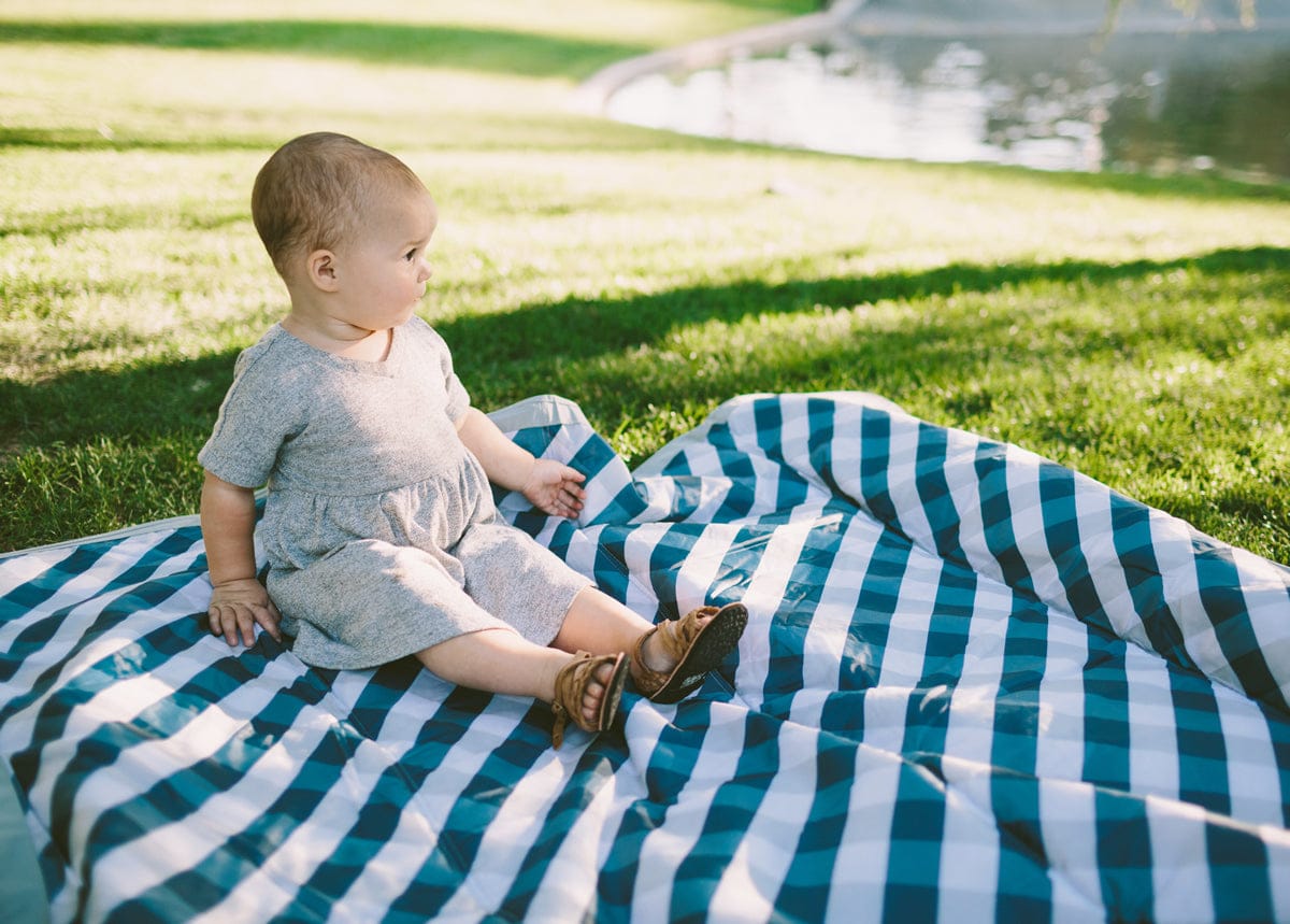 Little Unicorn Outdoor Blanket - Navy Gingham - UB0804