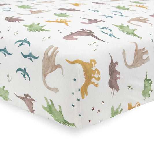Little Unicorn Stretch Knit Crib Sheet - Dino Pals - UN1201