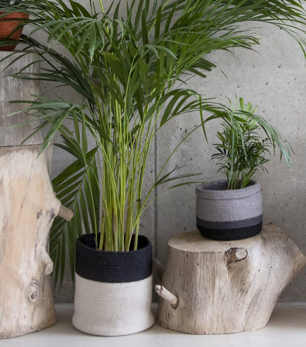 Lorena Canals Basket Dual - Black/Natural (8" x 8") - BSK-BLACK-NAT