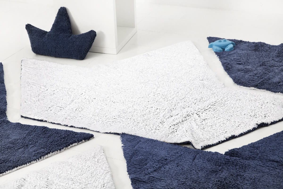 Lorena Canals Boat Silhouette Rug, Reversible - White/Navy (4' x 5' 3") - C-BR-WN