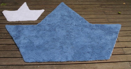 Lorena Canals Boat Silhouette Rug, Reversible - White/Navy (4' x 5' 3") - C-BR-WN