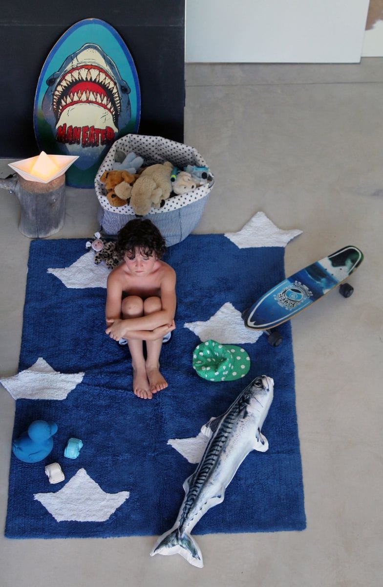 Lorena Canals Boats Rug - Navy (4' x 5' 3") - C-BAR-10