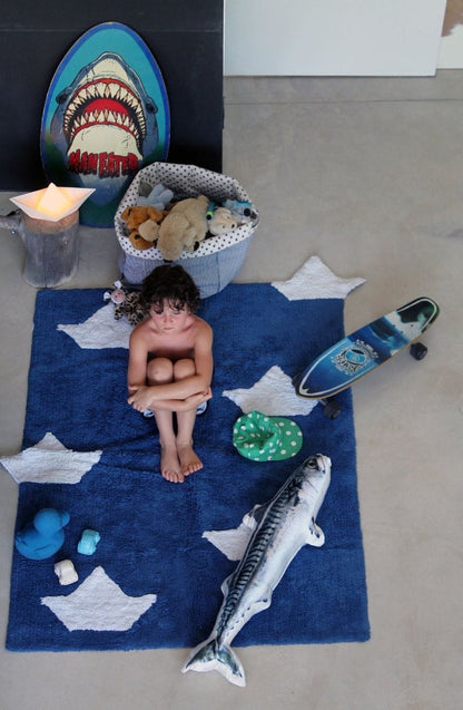 Lorena Canals Boats Rug - Navy (4' x 5' 3") - C-BAR-10