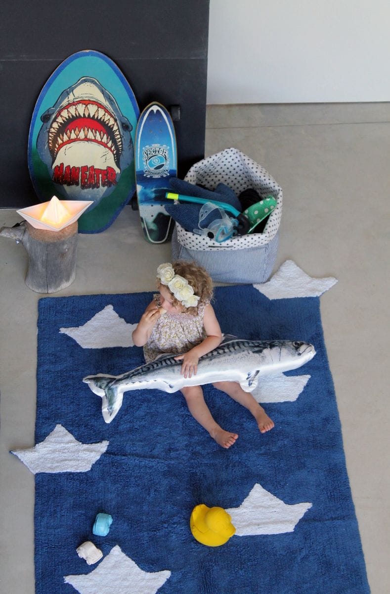 Lorena Canals Boats Rug - Navy (4' x 5' 3") - C-BAR-10