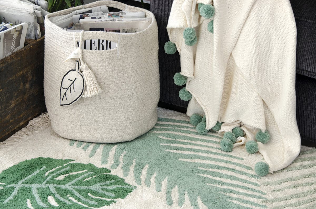 Lorena Canals Bubbly Blanket - Natural/Green (4' x 6') - BLC-NAT-GREEN