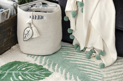 Lorena Canals Bubbly Blanket - Natural/Green (4' x 6') - BLC-NAT-GREEN