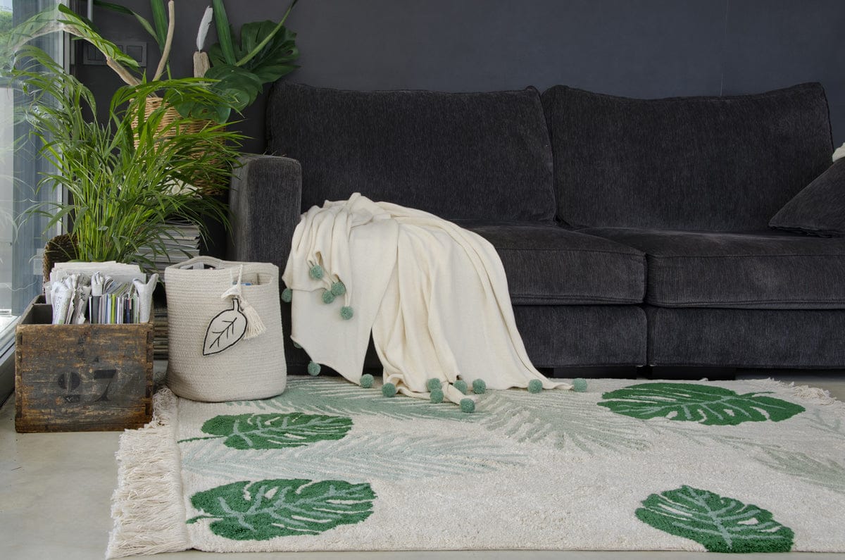 Lorena Canals Bubbly Blanket - Natural/Green (4' x 6') - BLC-NAT-GREEN