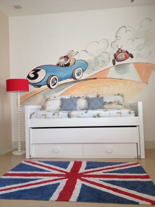 Lorena Canals Flag Rug, UK - Navy/Red (4' 8" x 6' 7") - C-F-ECRB