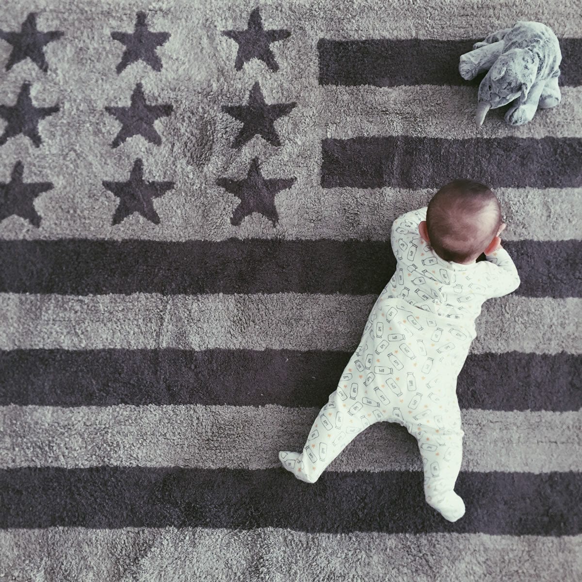 Lorena Canals Flag Rug, USA - Grey (4' x 5' 3") - C-FA-GG