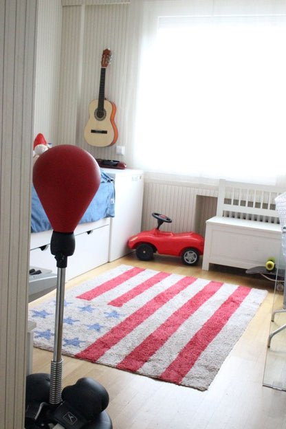 Lorena Canals Flag Rug, USA - Linen/Red (4' x 5' 3") - C-FA-LR