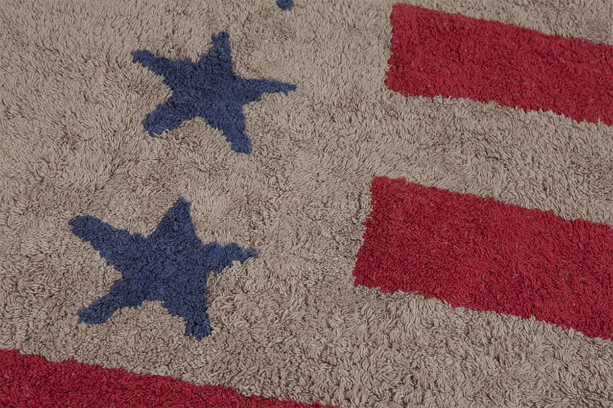 Lorena Canals Flag Rug, USA - Linen/Red (4' x 5' 3") - C-FA-LR