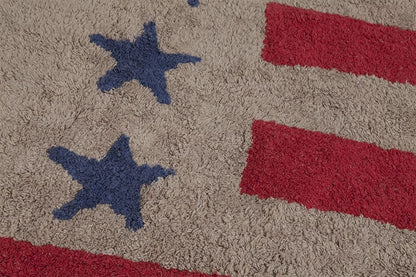 Lorena Canals Flag Rug, USA - Linen/Red (4' x 5' 3") - C-FA-LR