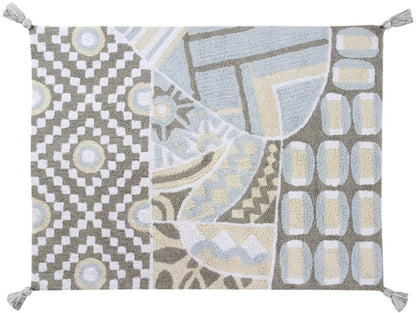 Lorena Canals Indian Bag - Grey/Blue (4' x 5' 3") - C-BAG-GB