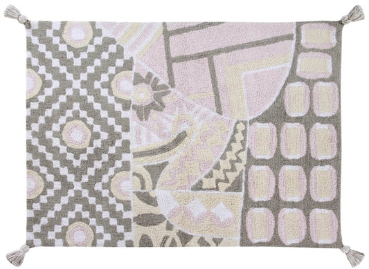 Lorena Canals Indian Bag - Grey/Pink (4' x 5' 3") - C-BAG-GP