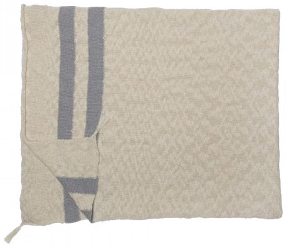 Lorena Canals Knitted Blanket Stripes Natural - Grey (4'2" x 5') - BLC-STRIPE-GREY