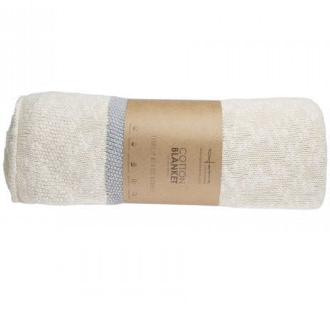 Lorena Canals Knitted Blanket Stripes Natural - Grey (4'2" x 5') - BLC-STRIPE-GREY