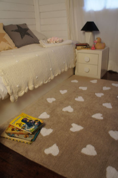 Lorena Canals Messy Hearts Rug - Linen/White (4' x 5' 3") - C-L-LHW