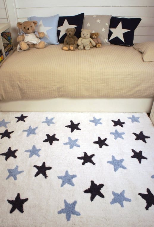 Lorena Canals Messy Stars Rug - White/Navy/Blue (4' x 5' 3") - C-W-MAN
