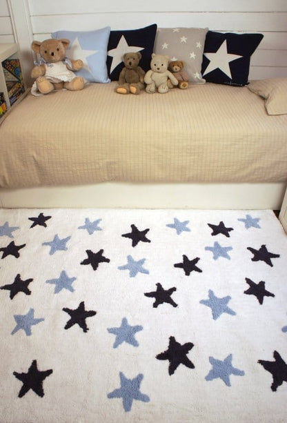 Lorena Canals Messy Stars Rug - White/Navy/Blue (4' x 5' 3") - C-W-MAN