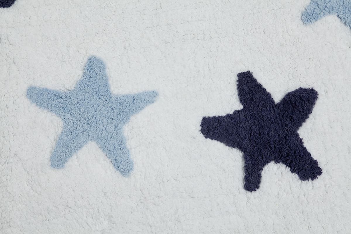 Lorena Canals Messy Stars Rug - White/Navy/Blue (4' x 5' 3") - C-W-MAN