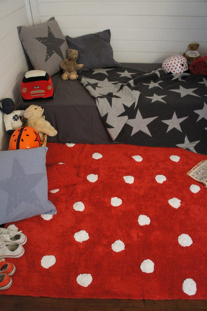 Lorena Canals Polka Dots Rug - Red (4' x 5' 3") - C-00003