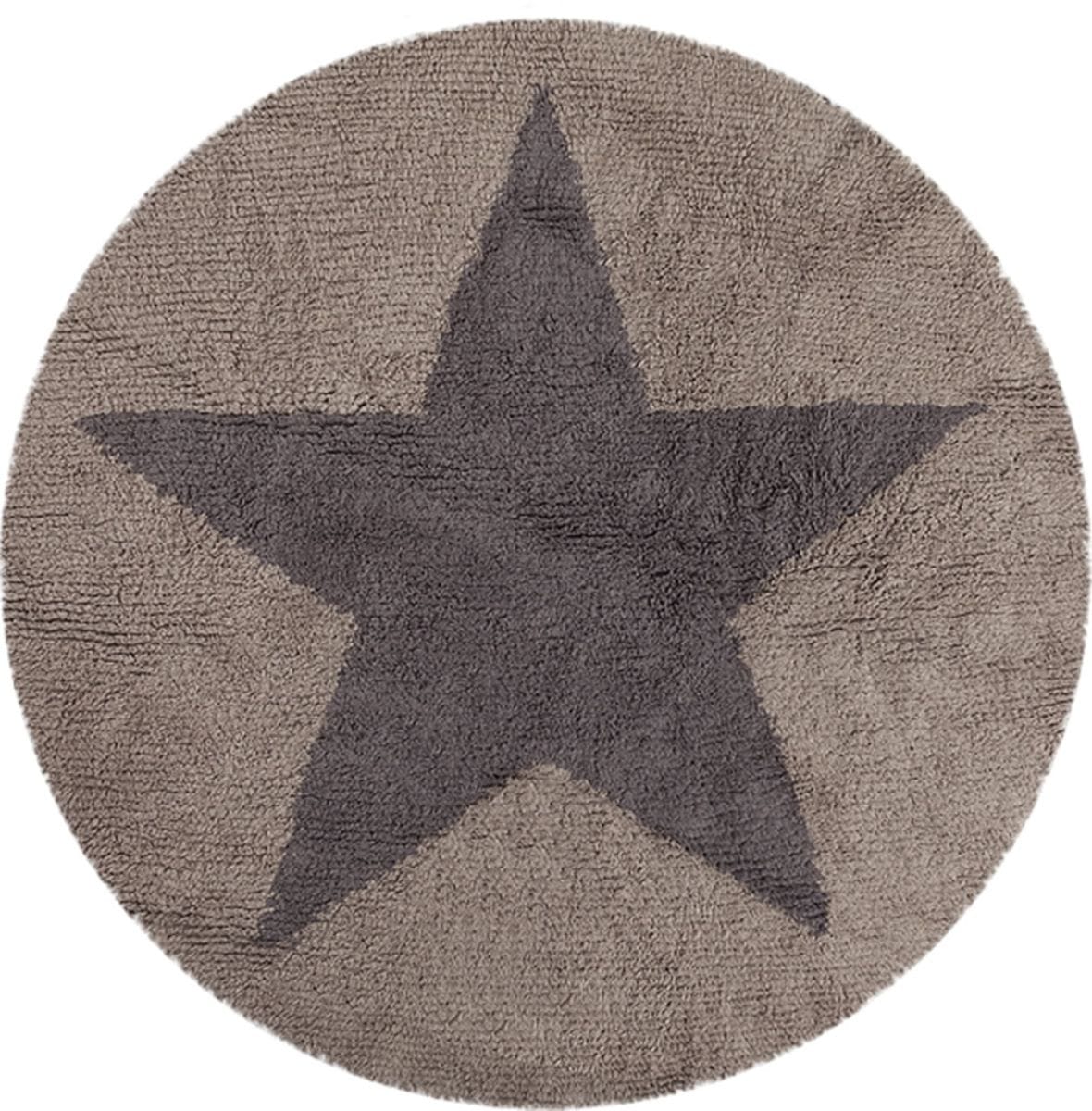 Lorena Canals Reversible Round Rug - Star - Linen/Dark Grey (4' 8") - C-SR-LDG