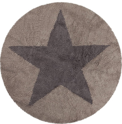Lorena Canals Reversible Round Rug - Star - Linen/Dark Grey (4' 8") - C-SR-LDG