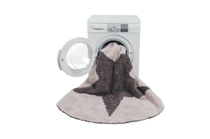 Lorena Canals Reversible Round Rug - Star - Pink/Dark Grey (4' 8") - C-SR-PDG