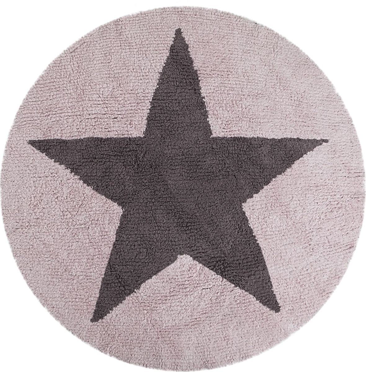 Lorena Canals Reversible Round Rug - Star - Pink/Dark Grey (4' 8") - C-SR-PDG