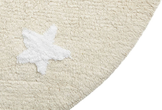 Lorena Canals Round Rug - Sky - Beige (4' 8") - C-10008