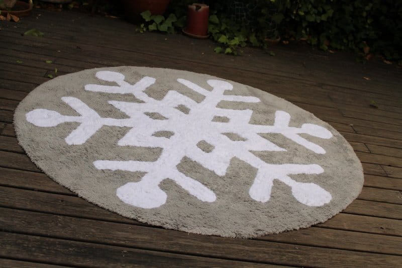 Lorena Canals Round Rug - Snowflake - Grey/White (4' 8") - C-SNOWFLAKE