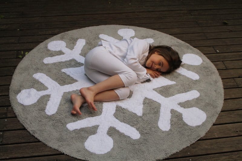 Lorena Canals Round Rug - Snowflake - Grey/White (4' 8") - C-SNOWFLAKE