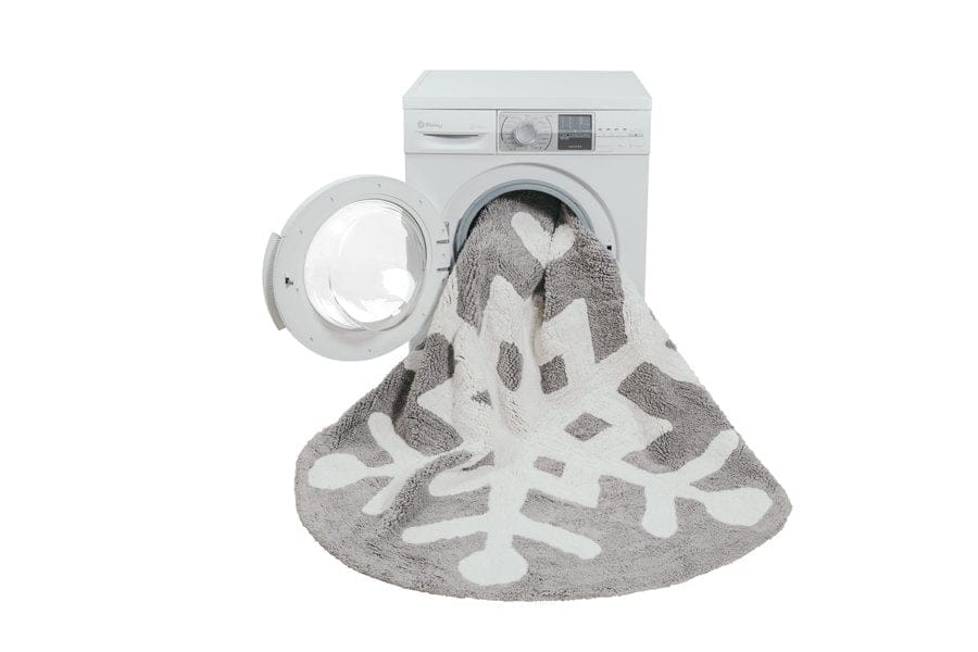 Lorena Canals Round Rug - Snowflake - Grey/White (4' 8") - C-SNOWFLAKE