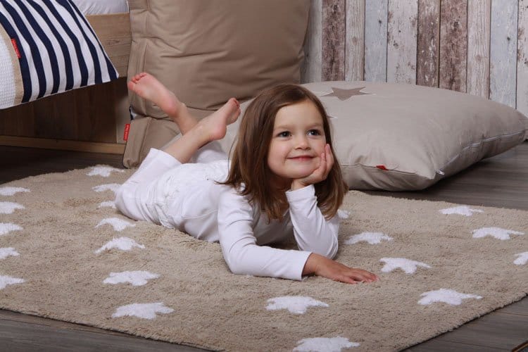 Lorena Canals Stars Rug - Linen/White (4' x 5' 3") - C-L-SW