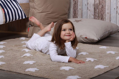 Lorena Canals Stars Rug - Linen/White (4' x 5' 3") - C-L-SW