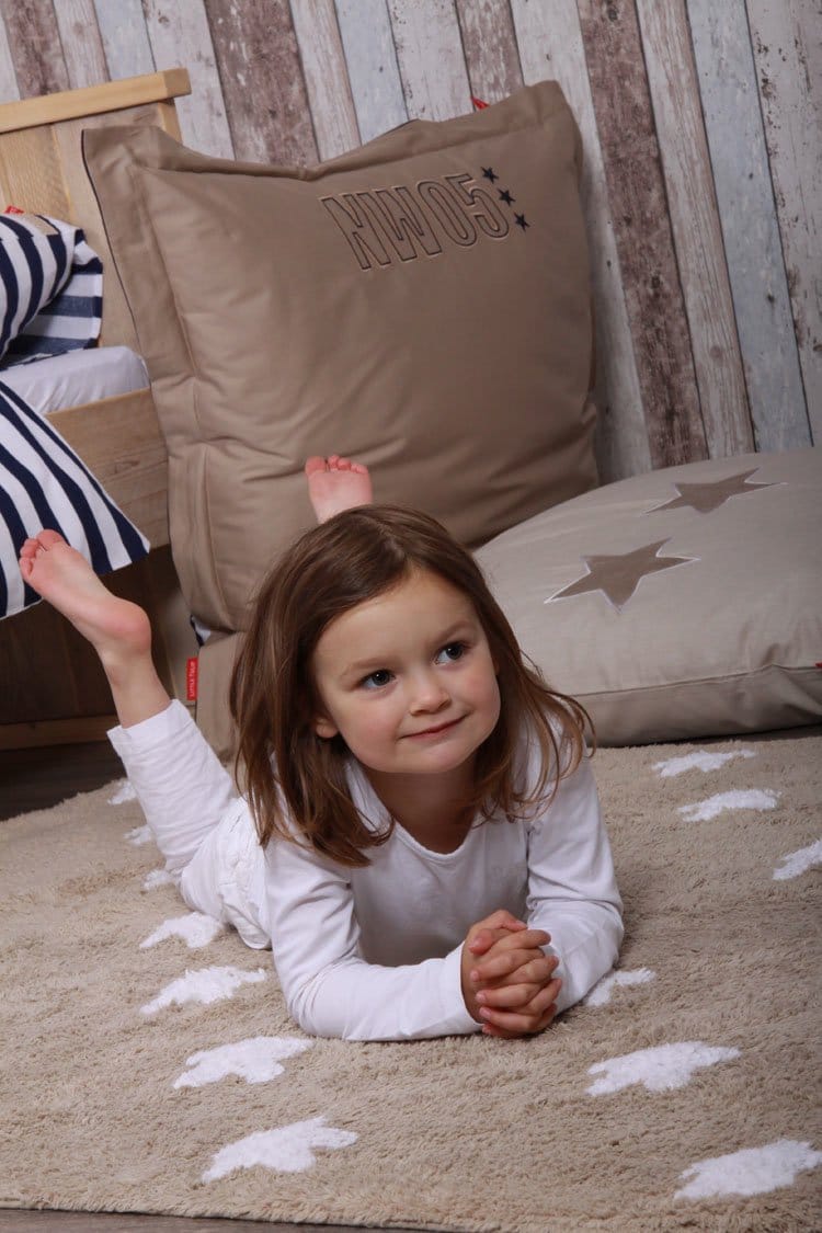 Lorena Canals Stars Rug - Linen/White (4' x 5' 3") - C-L-SW