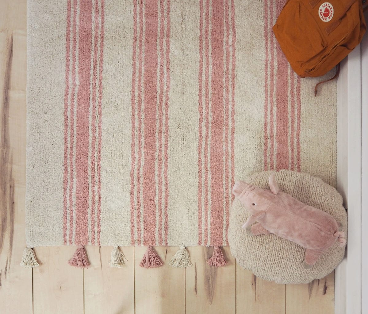 Lorena Canals Stripes Rug - Coral Pink (4' x 5' 3") - C-ST-CORALP