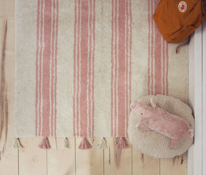 Lorena Canals Stripes Rug - Coral Pink (4' x 5' 3") - C-ST-CORALP
