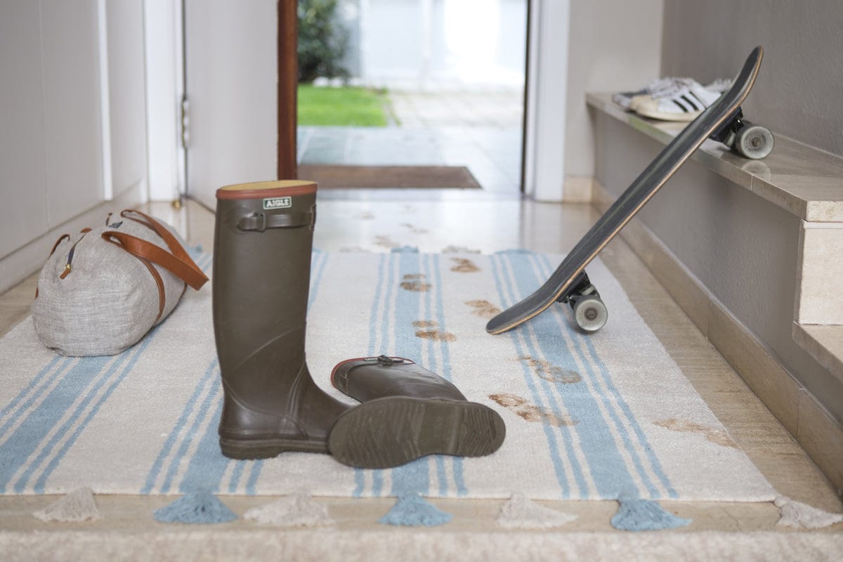 Lorena Canals Stripes Rug - Nile Blue (4' x 5' 3") - C-ST-NILEBLUE