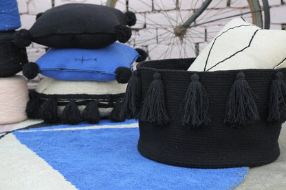 Lorena Canals Tassels Basket - Black - BSK-TAS-BK