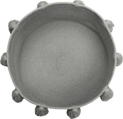 Lorena Canals Tassels Basket - Light Grey - BSK-TAS-LGR